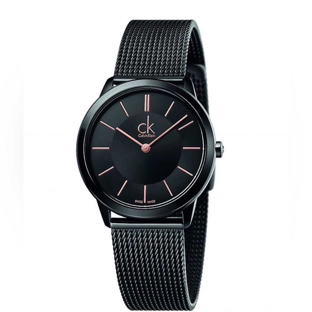 Calvin Klein Womens Minimal Black Mesh Strap Watch